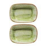 Bonna China Natura 4.75" x 3.25" x h:1" 4 oz. Rectangular Green Porcelain Deep Plate (Set of 2)